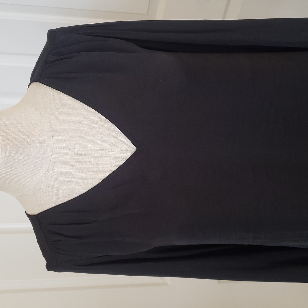 ANTHROPOLOGIE Maison d'Amelie Silky Black V-Neck Long Sleeve Blouse Small - Picture 8 of 13